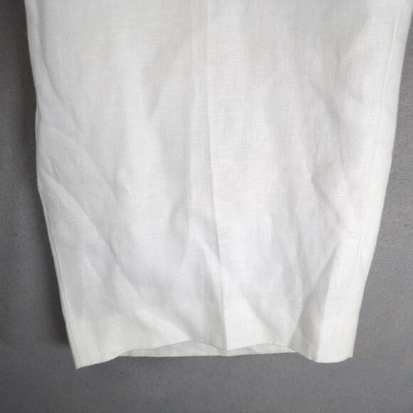 Talbots White Pure Irish Linen Crop Pants Women's 20W Modern Wide Leg 37x23 Belt - Picture 10 of 10